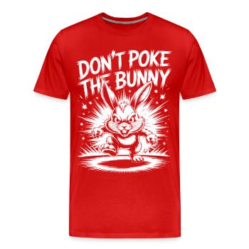 Warning about the aggressive rabbit - Men's Premium Organic T-Shirt - red - Front - Damien (186cm)