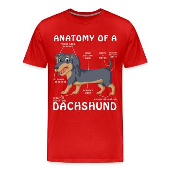 T-shirt pour chien Dachshund Anatomy - T-shirt bio Premium Homme - rouge - Devant - Damien (186cm)