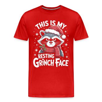 T-shirt de Noël drôle de raton laveur - T-shirt bio Premium Homme - rouge - Devant - Damien (186cm)