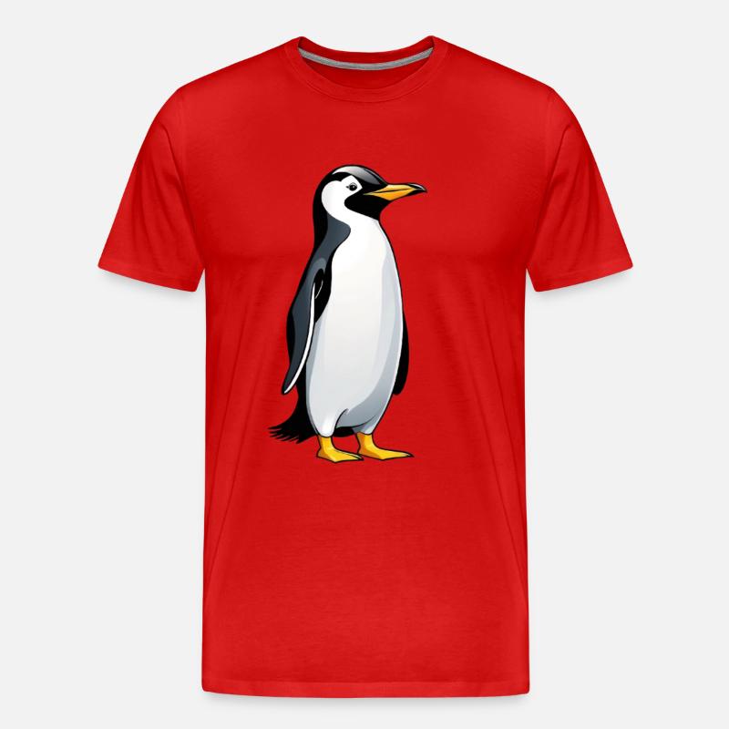Illustration eines Pinguins mit freundlichem Blick - Männer Premium Bio T-Shirt - Rot