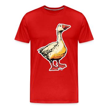 Comic Goose with Beak - Men's Premium Organic T-Shirt - red - Front - Damien (186cm)