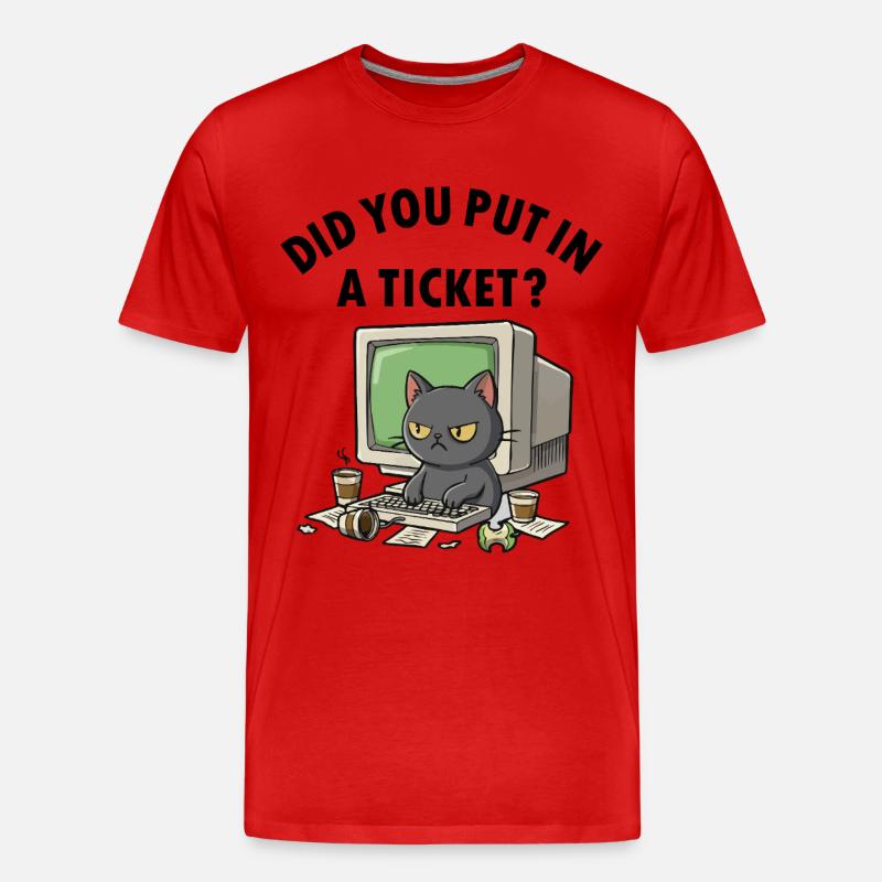 Helpdesk Cat demande, vous avez créé un ticket - T-shirt bio Premium Homme - rouge