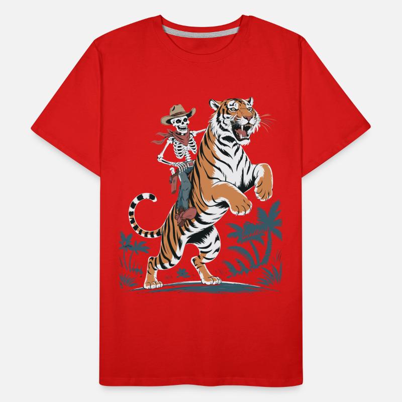 Adventurous skeleton with tiger Men's Premium Organic T-Shirt