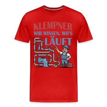 T-shirt de plombier - T-shirt bio Premium Homme - rouge - Devant - Damien (186cm)