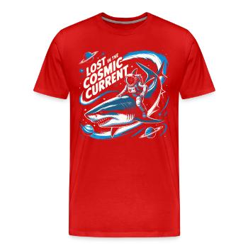 Astronomy & Cosmology - Shark Surreal - Saying - Men's Premium Organic T-Shirt - red - Front - Damien (186cm)
