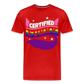 Fourrure certifiée - T-shirt bio Premium Homme - rouge - Devant - Damien (186cm)