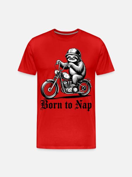 Sloth Biker on Motorbike - Men's Premium Organic T-Shirt - red