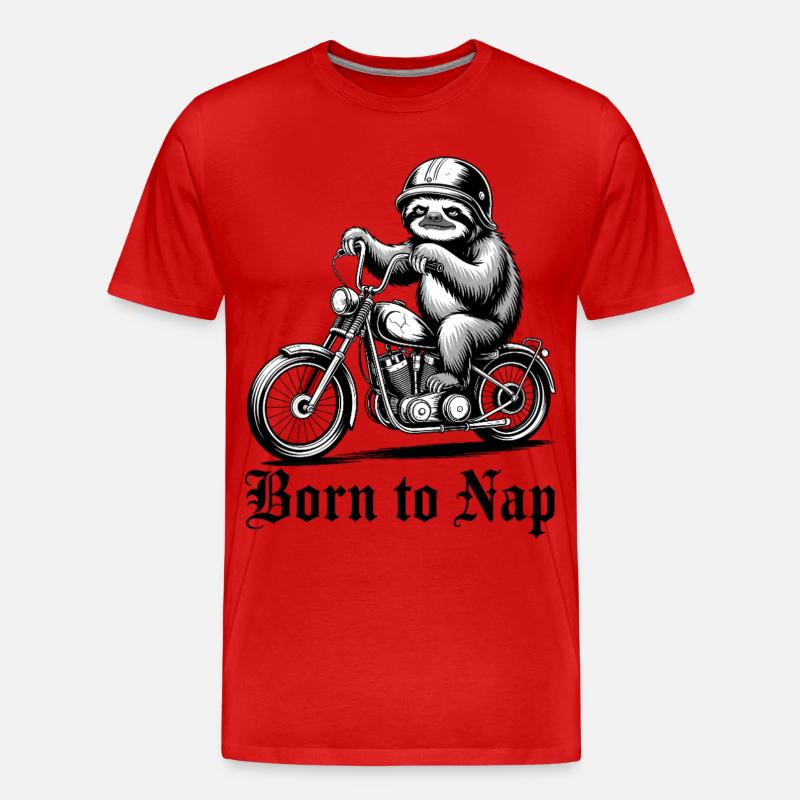 Faultierfahrer auf dem Motorrad - Männer Premium Bio T-Shirt - Rot