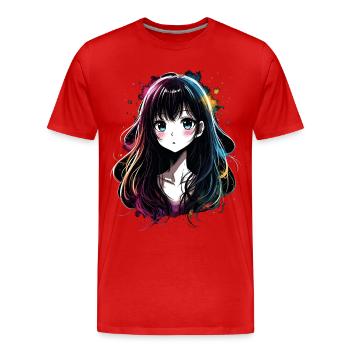 Anime girl with colorful gradient - Men's Premium Organic T-Shirt - red - Front - Damien (186cm)