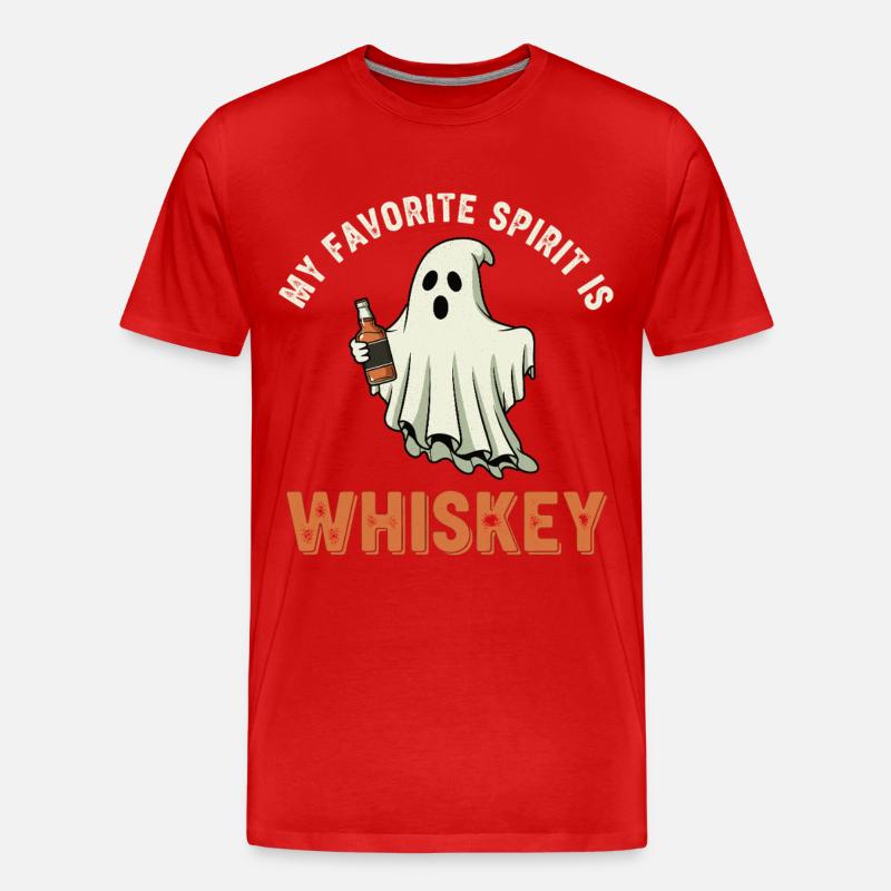 Geist mit Whiskey Flasche - Männer Premium Bio T-Shirt - Rot