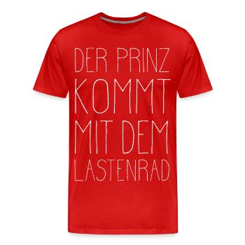 The prince comes on a cargo bike - Men's Premium Organic T-Shirt - red - Front - Damien (186cm)