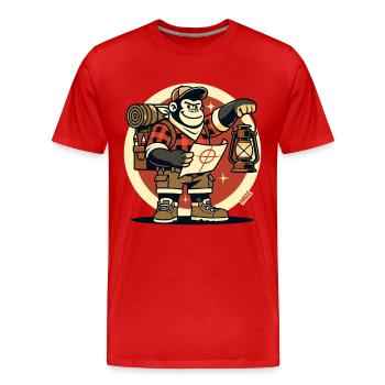 Dschungel Camping Gorilla mit Karte - Männer Premium Bio T-Shirt - Rot - Vorne - Damien (186cm)