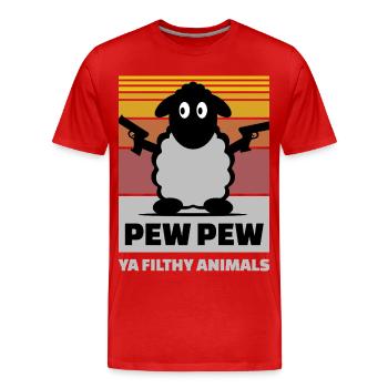 Mouton gangster - T-shirt bio Premium Homme - rouge - Devant - Damien (186cm)