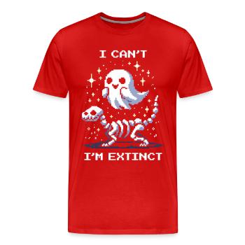 Kann nicht – bin ausgestorben | Dinosaurier Humor - Männer Premium Bio T-Shirt - Rot - Vorne - Damien (186cm)