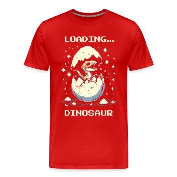 Charges... Dinosaure | Rétro Dino Pixel Art - T-shirt bio Premium Homme - rouge - Devant - Damien (186cm)