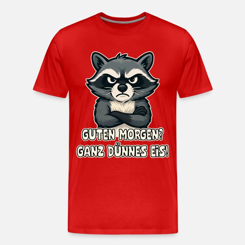 Witziger Waschbär Spruchdruck - Männer Premium Bio T-Shirt - Rot