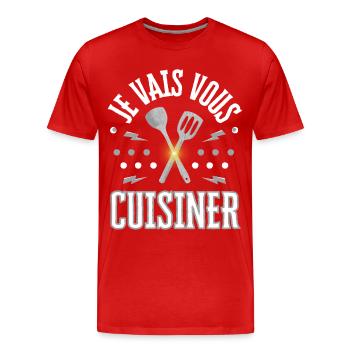 I'LL COOK FOR YOU - Men's Premium Organic T-Shirt - red - Front - Damien (186cm)
