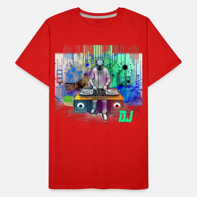 Dynamischer DJ mit bunten Techno-Designs Männer Premium Bio T-Shirt