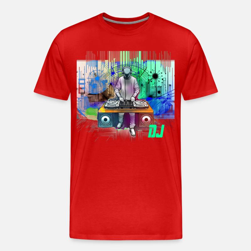Dynamischer DJ mit bunten Techno-Designs - Männer Premium Bio T-Shirt - Rot