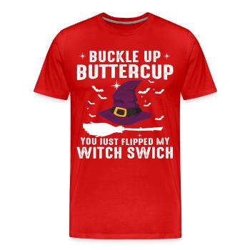Interrupteur de sorcière Halloween - T-shirt bio Premium Homme - rouge - Devant - Damien (186cm)