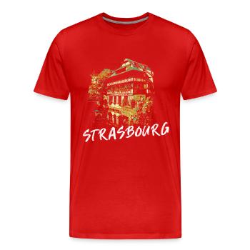 Typical facades of Strasbourg – Illustration - Men's Premium Organic T-Shirt - red - Front - Damien (186cm)