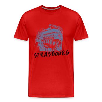 Typical Strasbourg facades in monochrome blue - Men's Premium Organic T-Shirt - red - Front - Damien (186cm)