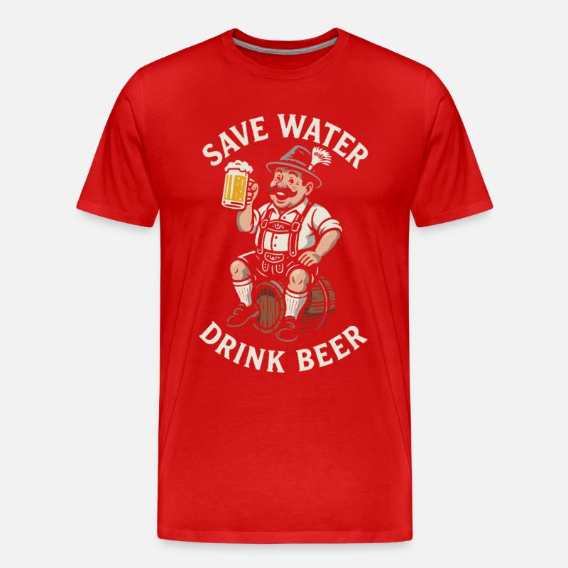 Save water drink beer - Biertrinker - Spruch - Männer Premium Bio T-Shirt - Rot