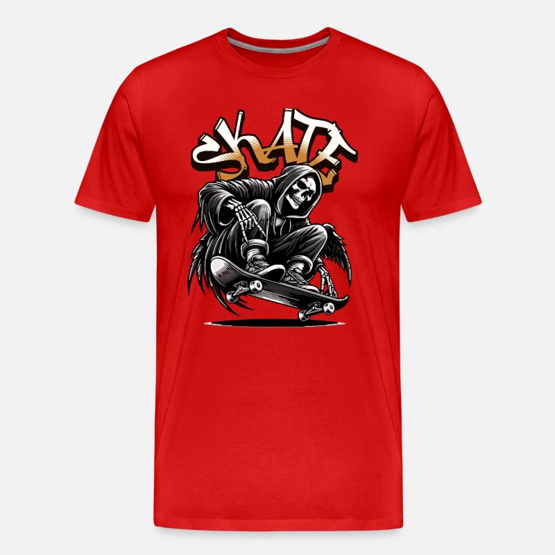 Skull Grim Reaper Skate Graffiti - Männer Premium Bio T-Shirt - Rot