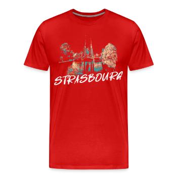 Straßburger Münster – Illustration - Männer Premium Bio T-Shirt - Rot - Vorne - Damien (186cm)
