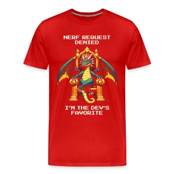 Favori des développeurs | Dragon - T-shirt bio Premium Homme - rouge - Devant - Damien (186cm)