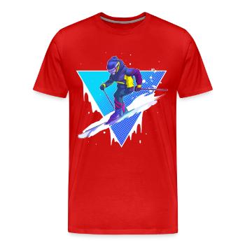 Ski - T-shirt bio Premium Homme - rouge - Devant - Damien (186cm)