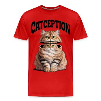 Geteiltes Katzenduo-Porträt - Männer Premium Bio T-Shirt - Rot - Vorne - Damien (186cm)