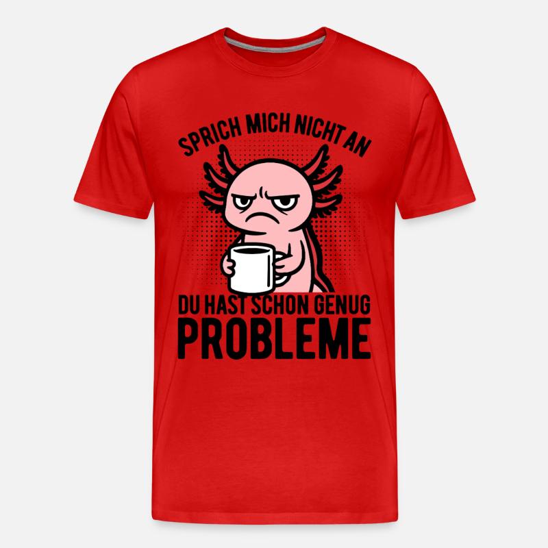 Sprich mich nicht an - Axolotl Kaffee - Männer Premium Bio T-Shirt - Rot