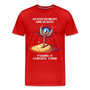Achievement: Cursed Tomb Found | Egypt - Men's Premium Organic T-Shirt - red - Front - Damien (186cm)