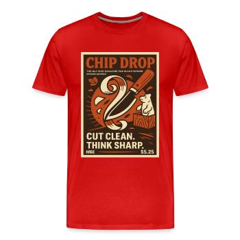 Chip Drop Wood Carver Poster Retro - Men's Premium Organic T-Shirt - red - Front - Damien (186cm)