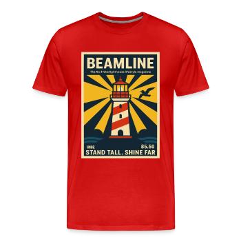 Leuchtturm Vintage Poster Beamline - Männer Premium Bio T-Shirt - Rot - Vorne - Damien (186cm)