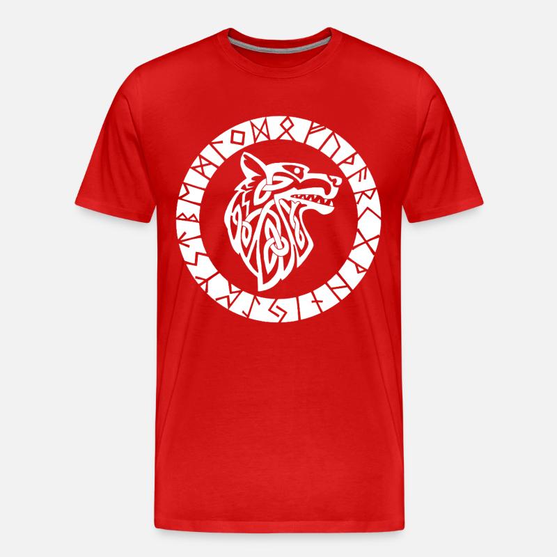 Wikinger-Emblem des weißen Wolfes - Männer Premium Bio T-Shirt - Rot