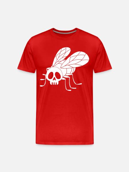 Fly Skull (White) - Men's Premium Organic T-Shirt - red