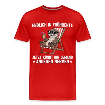 Early retirement colleague - Otter in a deck chair - Men's Premium Organic T-Shirt - red - Front - Damien (186cm)