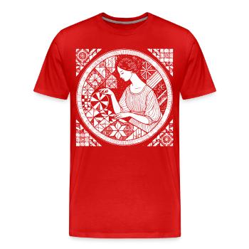 Quilten Design – Kreativität & Handarbeit - Männer Premium Bio T-Shirt - Rot - Vorne - Damien (186cm)