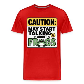 Attention : Conversations sur les grenouilles - T-shirt bio Premium Homme - rouge - Devant - Damien (186cm)