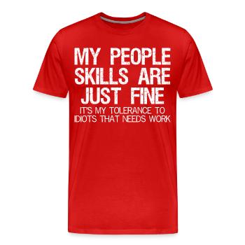 Mes compétences relationnelles sont très drôles. - T-shirt bio Premium Homme - rouge - Devant - Damien (186cm)