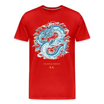 Brise céleste Dragon du vent céleste - T-shirt bio Premium Homme - rouge - Devant - Damien (186cm)