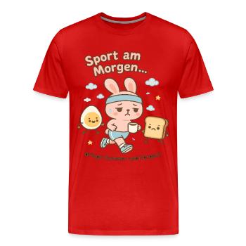 Morgen-Sport Hoppelbunny Cartoon - Männer Premium Bio T-Shirt - Rot - Vorne - Damien (186cm)