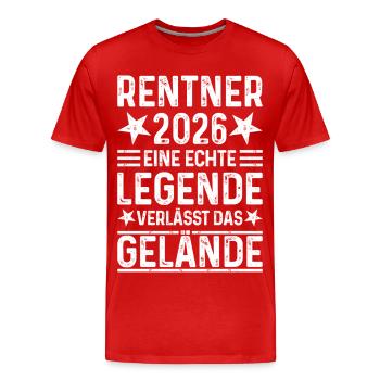 Retraités 2026 - Une légende quitte le site - T-shirt bio Premium Homme - rouge - Devant - Damien (186cm)