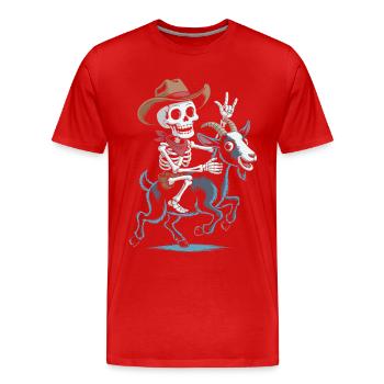 Squelette cow-boy sur chèvre - T-shirt bio Premium Homme - rouge - Devant - Damien (186cm)