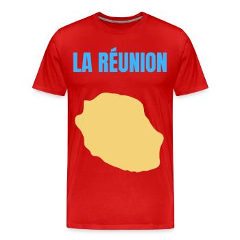 T-Shirt mit goldener Karte auf der Insel La Réunion - Männer Premium Bio T-Shirt - Rot - Vorne - Damien (186cm)