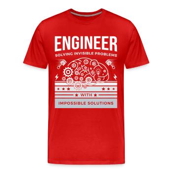 T-shirt INGÉNIEUR – Résoudre les problèmes invisibles - T-shirt bio Premium Homme - rouge - Devant - Damien (186cm)