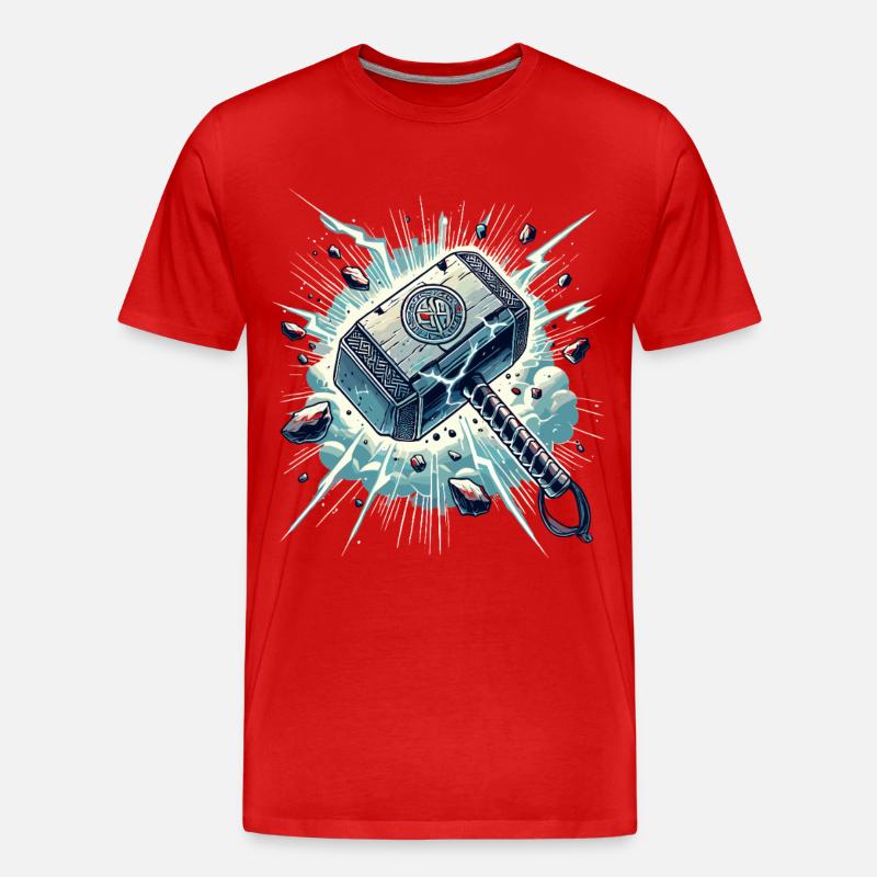 Mjölnir Kraftschlag Illustration - Männer Premium Bio T-Shirt - Rot