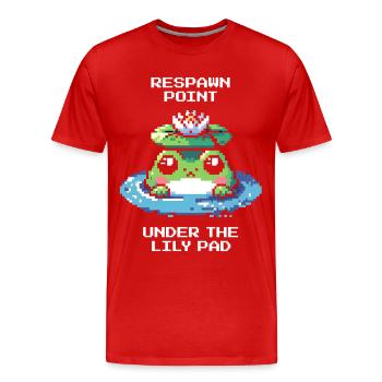Respawn-Punkt: unter der Seerose | Frosch, Teich - Männer Premium Bio T-Shirt - Rot - Vorne - Damien (186cm)